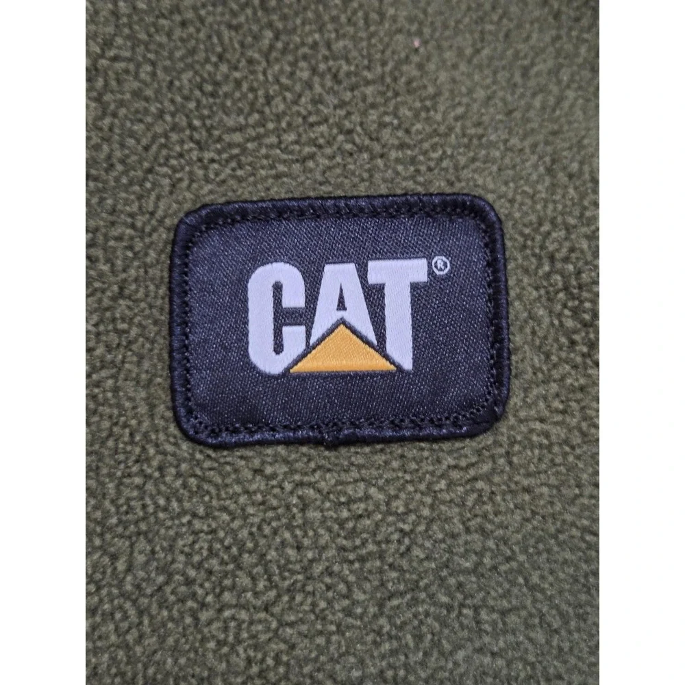 CAT Caterpillar Vest Youth Medium 10/12 Green Fleece Full Zip‎ Workwear Outdoor